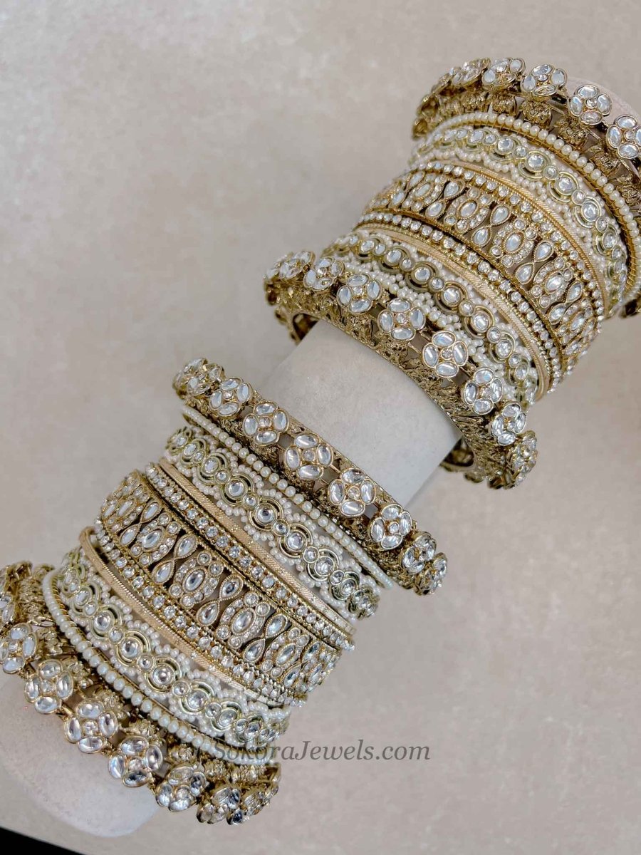 Faux Kundan Statement Bridal Bangle set - SOKORA JEWELSFaux Kundan Statement Bridal Bangle setBANGLES