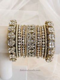 Faux Kundan Statement Bridal Bangle set - SOKORA JEWELSFaux Kundan Statement Bridal Bangle setBANGLES