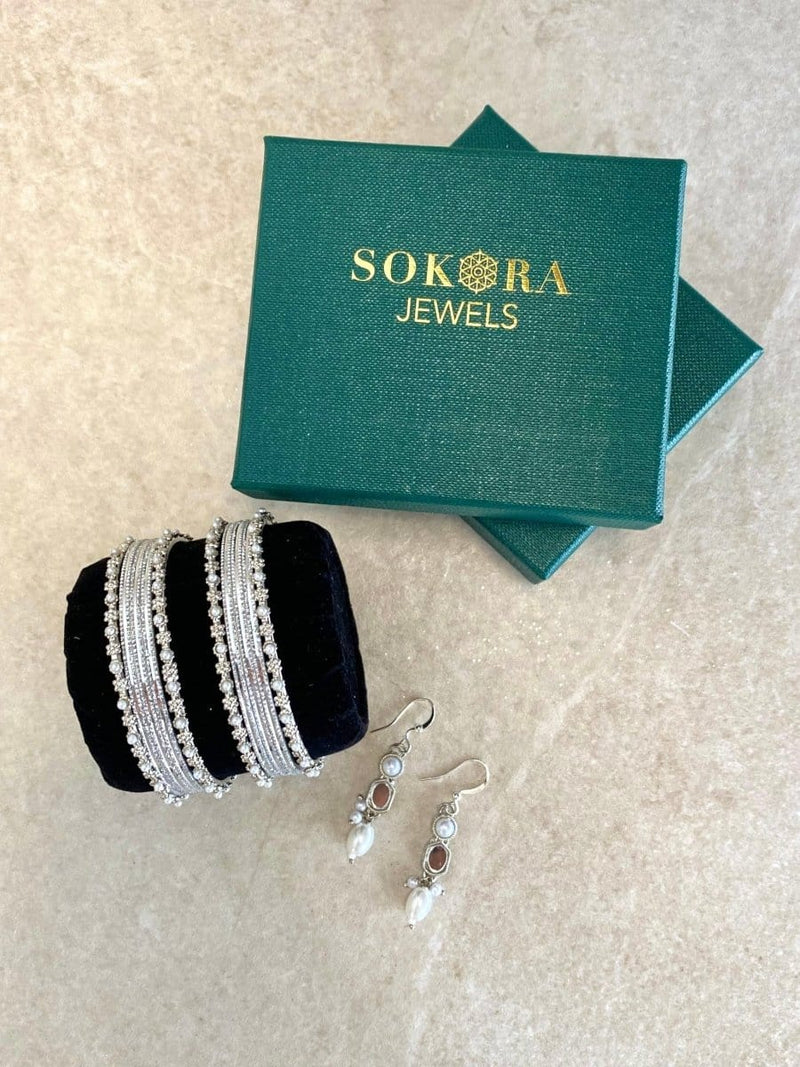 Favours Gift Box - Micro Earring & Bangles Set in Silver - SOKORA JEWELSFavours Gift Box - Micro Earring & Bangles Set in SilverBANGLES