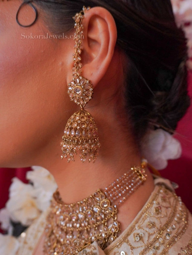 Fiza Bridal Necklace Set - Golden - SOKORA JEWELSFiza Bridal Necklace Set - Golden