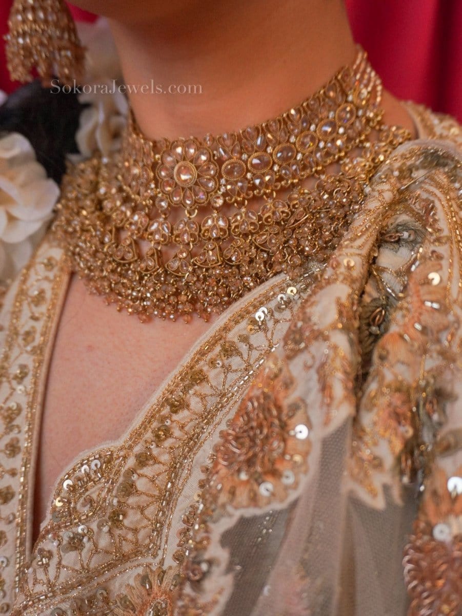Fiza Bridal Necklace Set - Golden - SOKORA JEWELSFiza Bridal Necklace Set - Golden