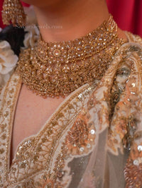 Fiza Bridal Necklace Set - Golden - SOKORA JEWELSFiza Bridal Necklace Set - Golden