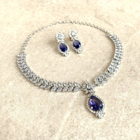 Fleur Drop Diamante Set - Purple - SOKORA JEWELSFleur Drop Diamante Set - PurpleNECKLACE SETS