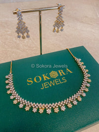 Floraa Diamante Necklace Set - Gold/Clear - SOKORA JEWELSFloraa Diamante Necklace Set - Gold/ClearNECKLACE SETS