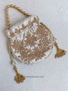 Floral Bead Detail Potli Bag - Nude Brown - SOKORA JEWELSFloral Bead Detail Potli Bag - Nude Brown