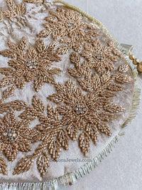 Floral Bead Detail Potli Bag - Nude Brown - SOKORA JEWELSFloral Bead Detail Potli Bag - Nude Brown