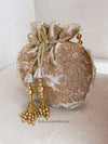 Floral Bead Detail Potli Bag - Nude Brown - SOKORA JEWELSFloral Bead Detail Potli Bag - Nude Brown