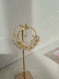 Floral Beaded Gold Hoops - SOKORA JEWELSFloral Beaded Gold Hoops