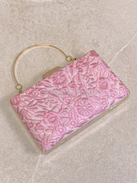 Floral Embroidered Detail Clutch Bag - Light Pink - SOKORA JEWELSFloral Embroidered Detail Clutch Bag - Light Pink