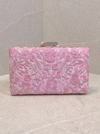 Floral Embroidered Detail Clutch Bag - Light Pink - SOKORA JEWELSFloral Embroidered Detail Clutch Bag - Light Pink