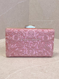 Floral Embroidered Detail Clutch Bag - Pink - SOKORA JEWELSFloral Embroidered Detail Clutch Bag - Pink