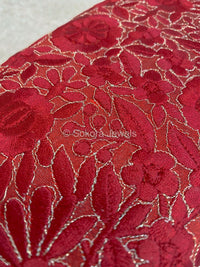 Floral Embroidered Detail Clutch Bag - Red - SOKORA JEWELSFloral Embroidered Detail Clutch Bag - Red