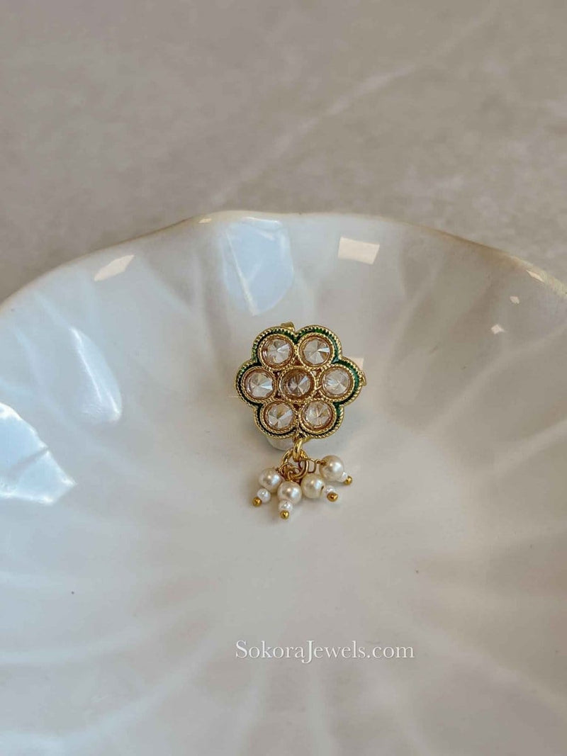 Floral Gold Nose ring - Slide type - SOKORA JEWELSFloral Gold Nose ring - Slide type