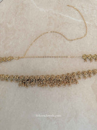 Floral Golden Crystal Beaded Waist chain - SOKORA JEWELSFloral Golden Crystal Beaded Waist chain