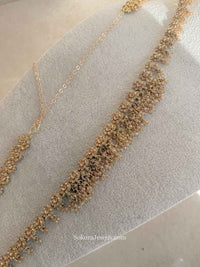Floral Golden Crystal Beaded Waist chain - SOKORA JEWELSFloral Golden Crystal Beaded Waist chain