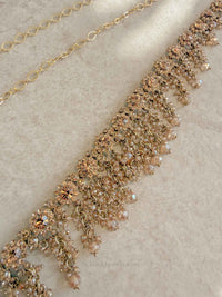 Floral Golden Crystal Beaded Waist chain - SOKORA JEWELSFloral Golden Crystal Beaded Waist chain