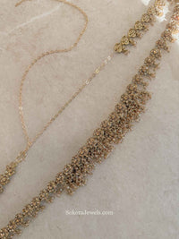 Floral Golden Crystal Beaded Waist chain - SOKORA JEWELSFloral Golden Crystal Beaded Waist chain
