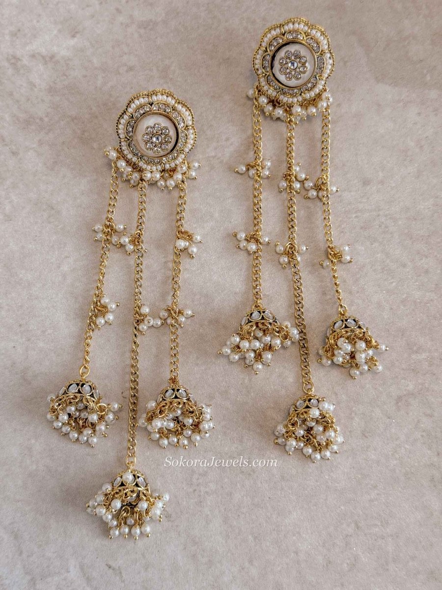 Floral Kashmiri style Long Jhumka Duster Earrings - SOKORA JEWELSFloral Kashmiri style Long Jhumka Duster Earrings