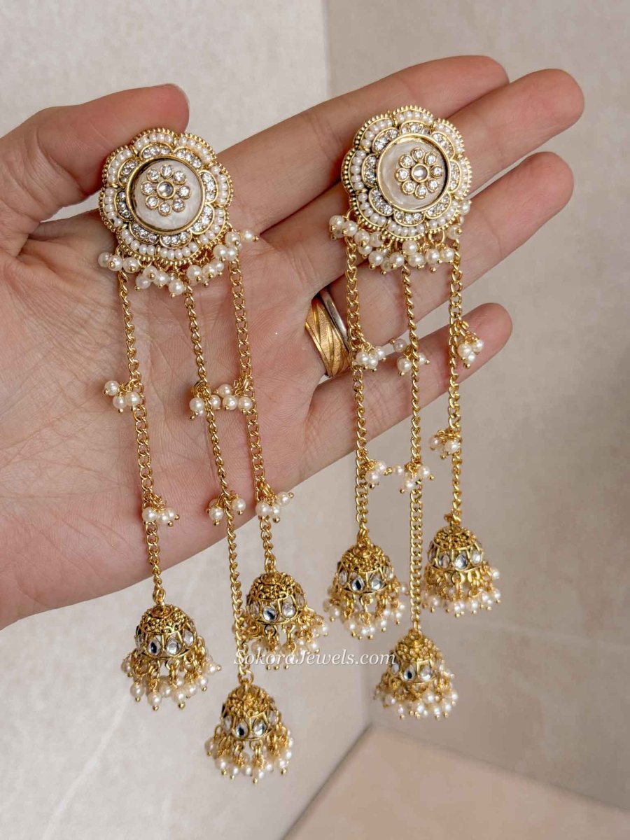 Floral Kashmiri style Long Jhumka Duster Earrings - SOKORA JEWELSFloral Kashmiri style Long Jhumka Duster Earrings