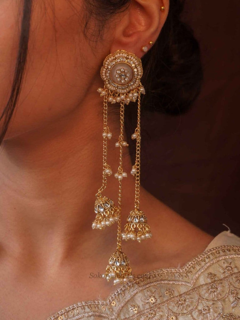 Floral Kashmiri style Long Jhumka Duster Earrings - SOKORA JEWELSFloral Kashmiri style Long Jhumka Duster Earrings