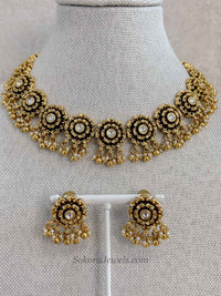 Floral Kundan Necklace & Earring Set - SOKORA JEWELSFloral Kundan Necklace & Earring Set