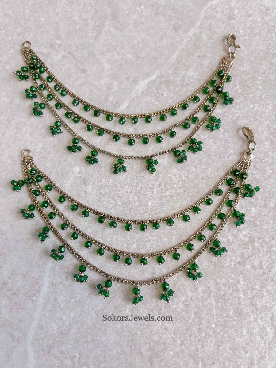 Forest Green Bead Earring chains (Sahara) - SOKORA JEWELSForest Green Bead Earring chains (Sahara)EARRINGS