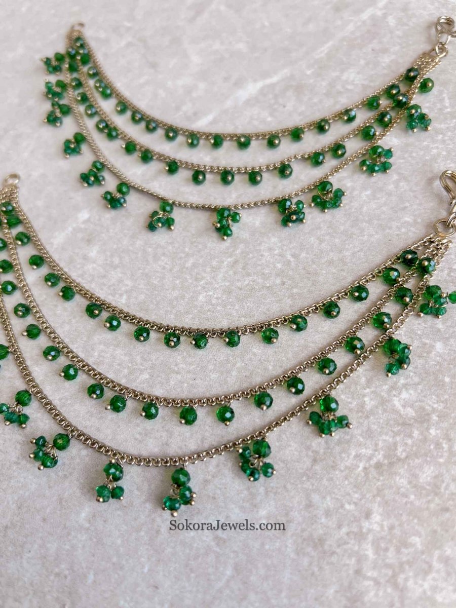 Forest Green Bead Earring chains (Sahara) - SOKORA JEWELSForest Green Bead Earring chains (Sahara)EARRINGS