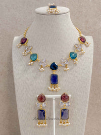 Geometric Drop Pendant & Pearl Statement Necklace Sets - SOKORA JEWELSGeometric Drop Pendant & Pearl Statement Necklace Sets
