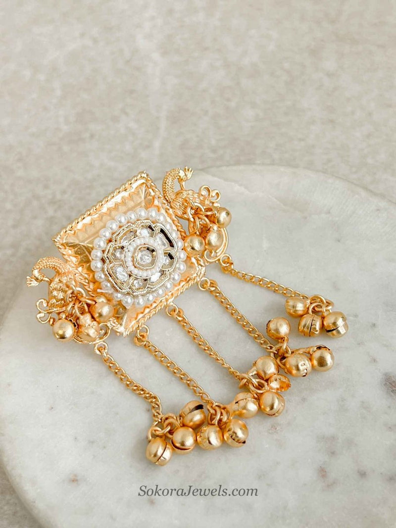 Ghungroo Bead & Kundan Large Ring - SOKORA JEWELSGhungroo Bead & Kundan Large RingRING