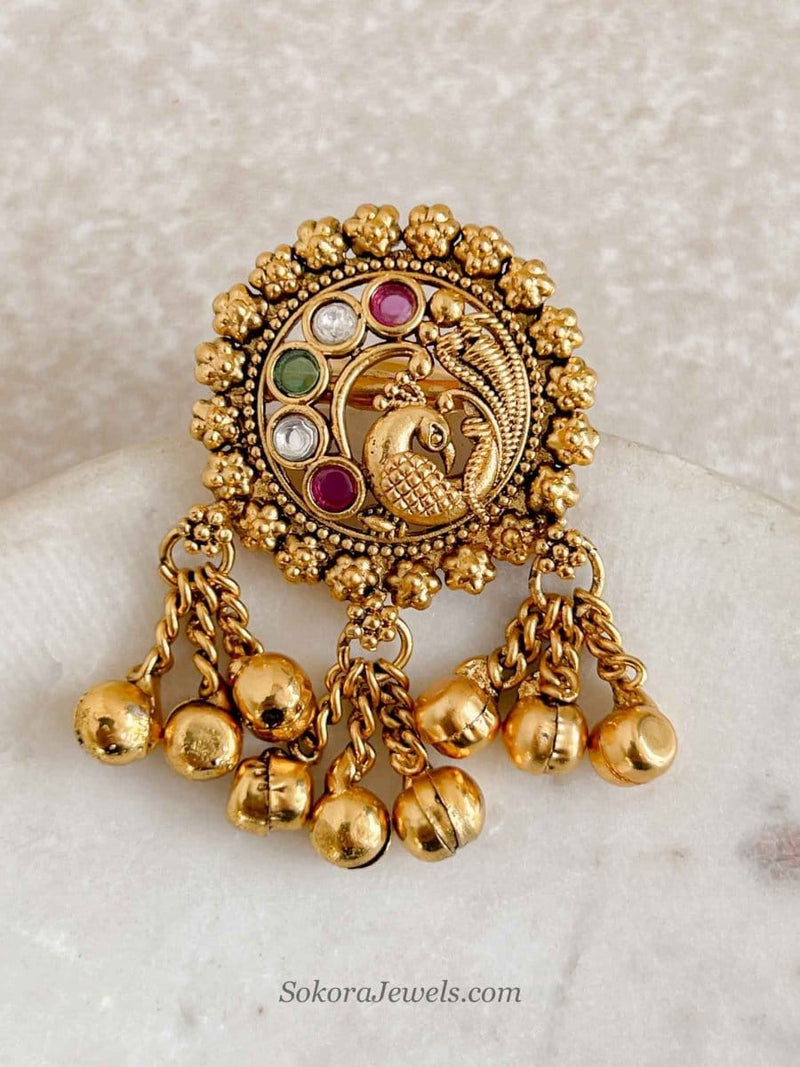 Ghungroo Bead Peacock Ring - SOKORA JEWELSGhungroo Bead Peacock RingRING