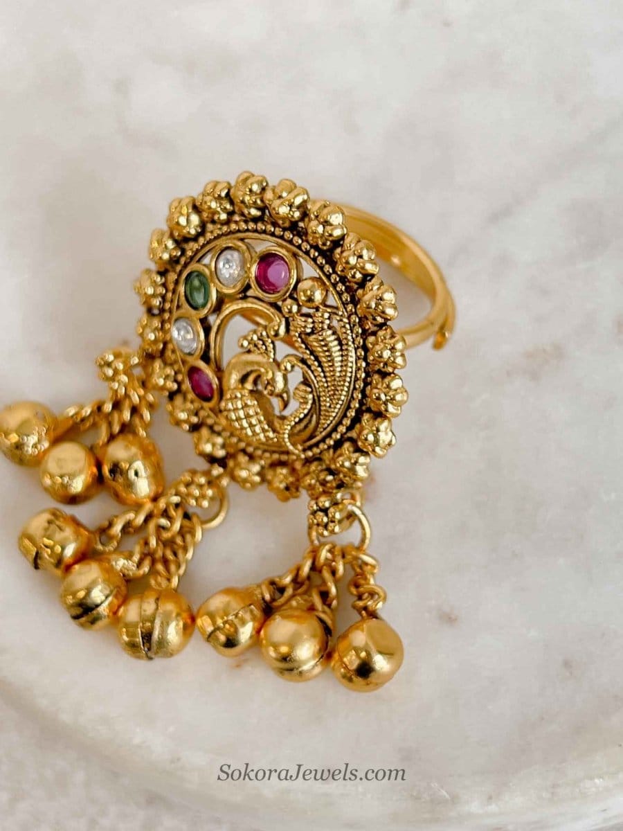 Ghungroo Bead Peacock Ring - SOKORA JEWELSGhungroo Bead Peacock RingRING
