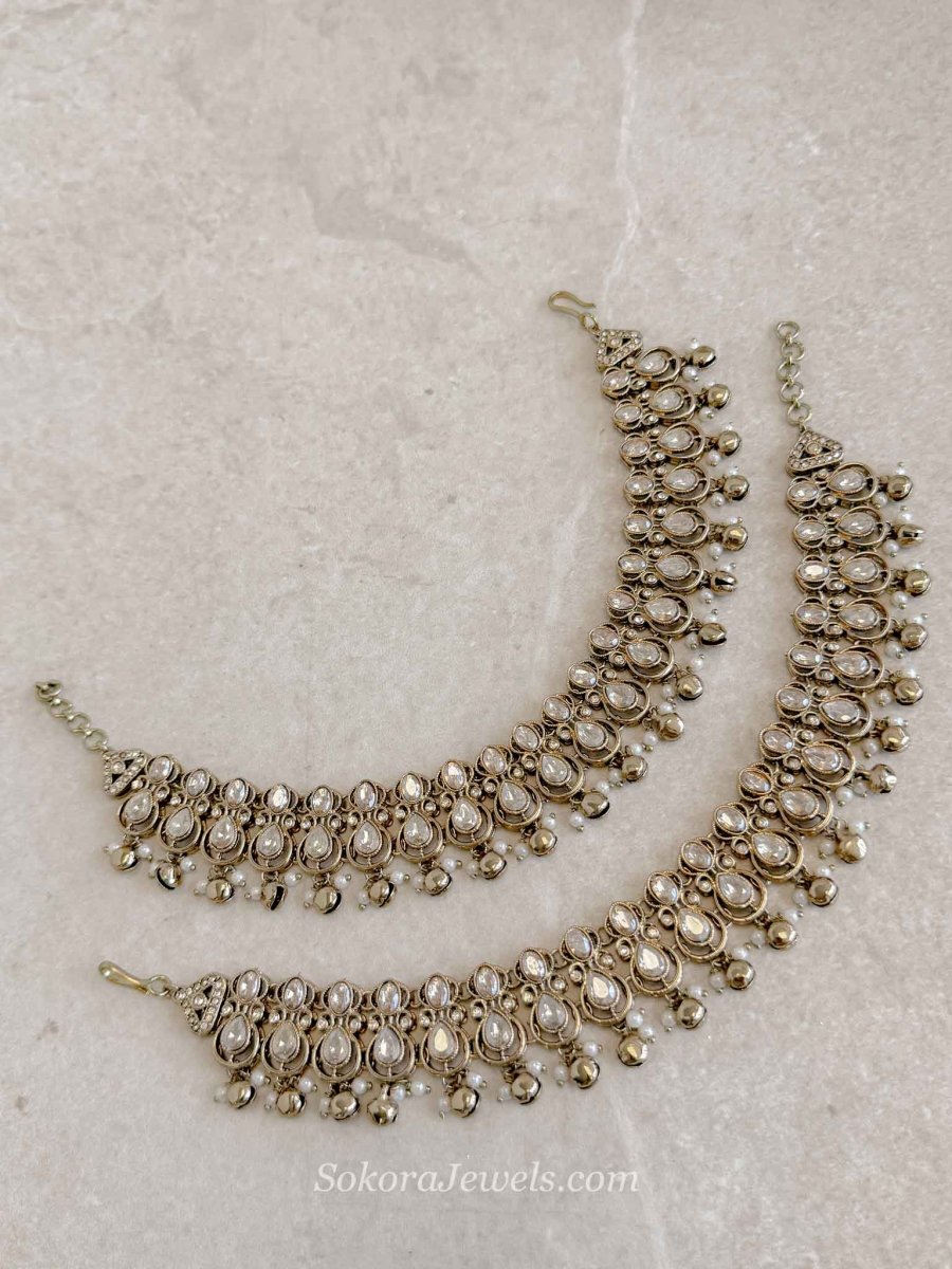 Ghungroo & Golden Crystal Anklets - SOKORA JEWELSGhungroo & Golden Crystal Anklets