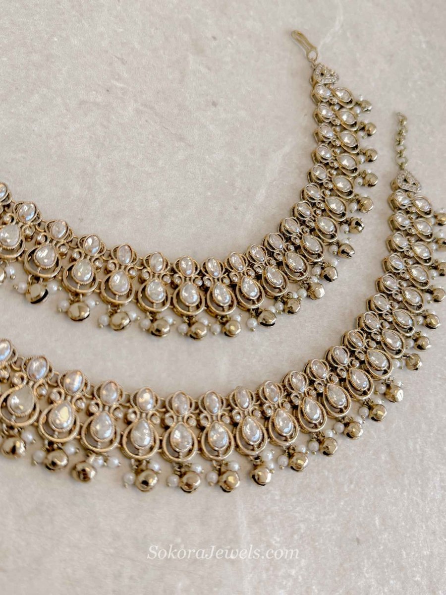 Ghungroo & Golden Crystal Anklets - SOKORA JEWELSGhungroo & Golden Crystal Anklets