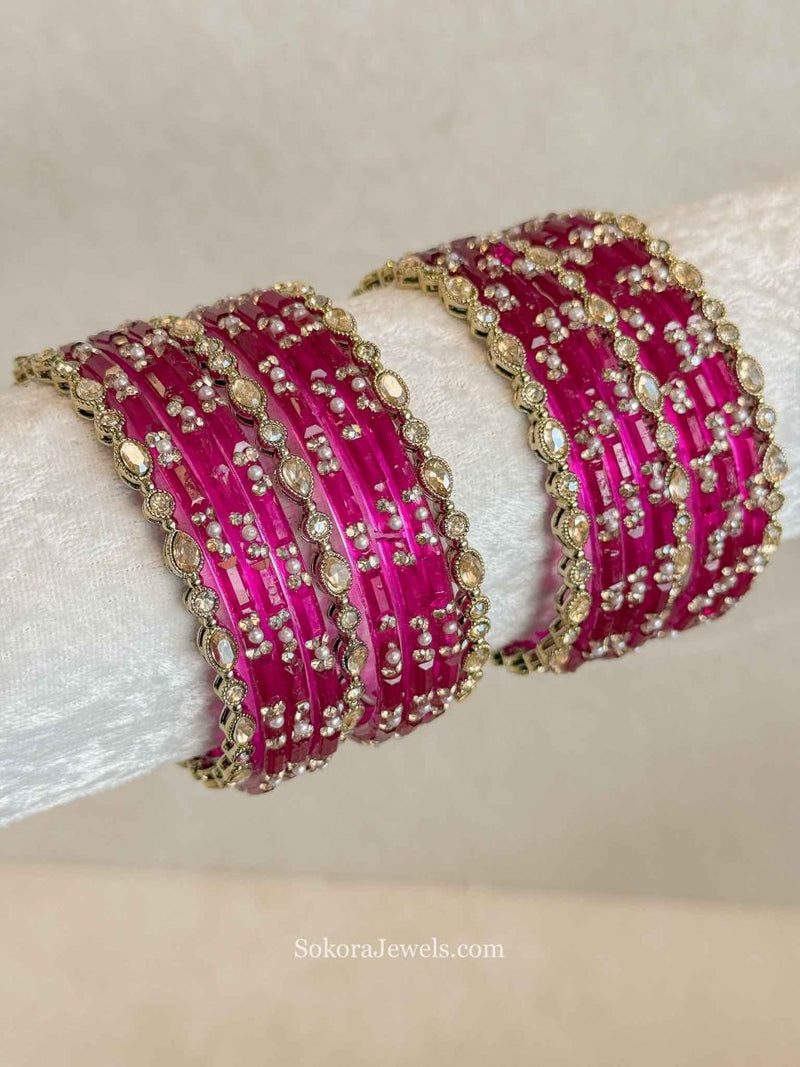 Glass Bangle Stack - Pinks - SOKORA JEWELSGlass Bangle Stack - PinksBANGLES