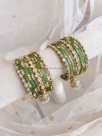 Glass & Jhumka Bridal Bangle Set - SOKORA JEWELSGlass & Jhumka Bridal Bangle SetBANGLES