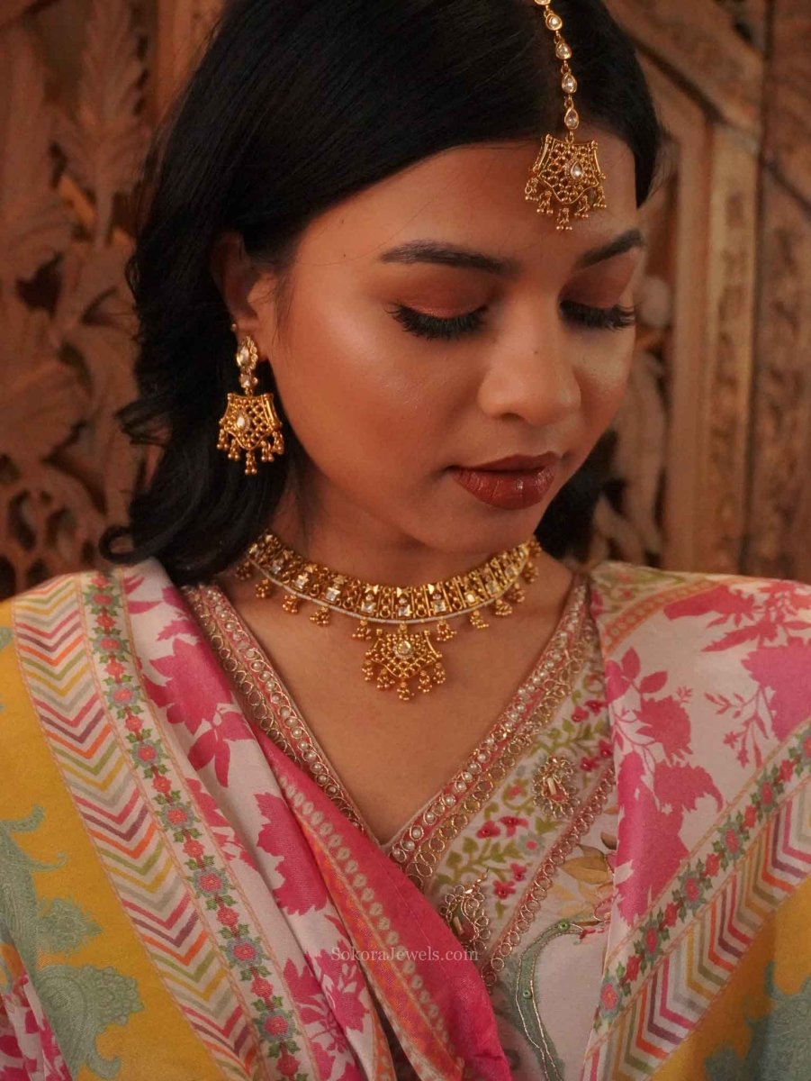 Gold and Kundan Pendant set - SOKORA JEWELSGold and Kundan Pendant setNECKLACE SETS