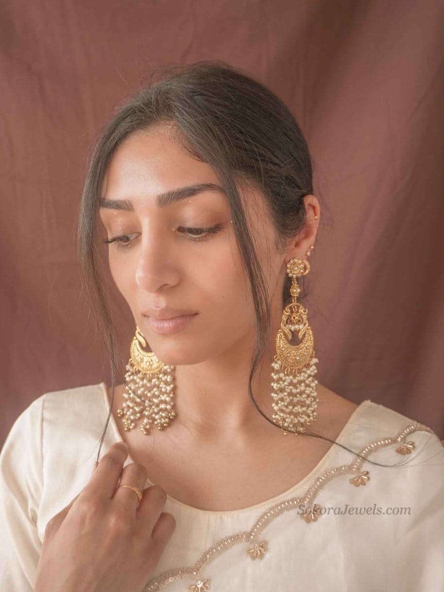 Gold and Pearl Tassel Earrings - SOKORA JEWELSGold and Pearl Tassel Earrings
