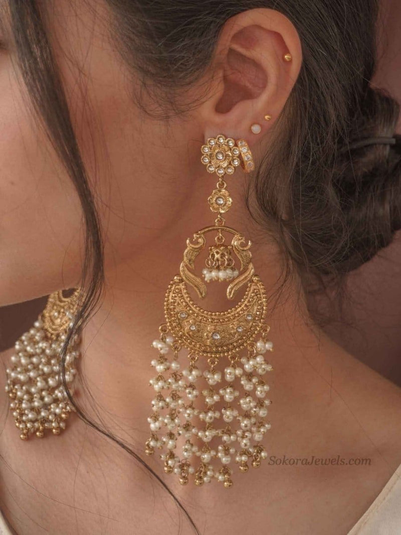 Gold and Pearl Tassel Earrings - SOKORA JEWELSGold and Pearl Tassel Earrings