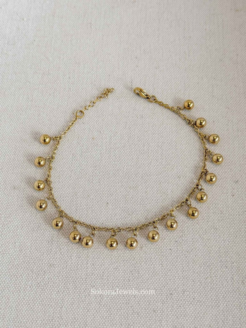 Gold Ball Anklet – Bridal Payal (Sold Individually) - SOKORA JEWELSGold Ball Anklet – Bridal Payal (Sold Individually)