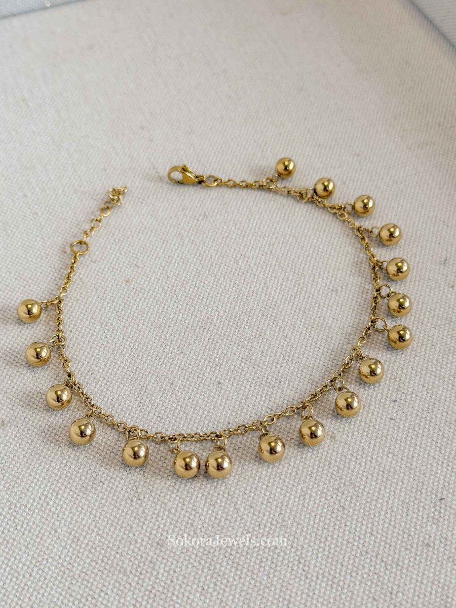Gold Ball Anklet – Bridal Payal (Sold Individually) - SOKORA JEWELSGold Ball Anklet – Bridal Payal (Sold Individually)