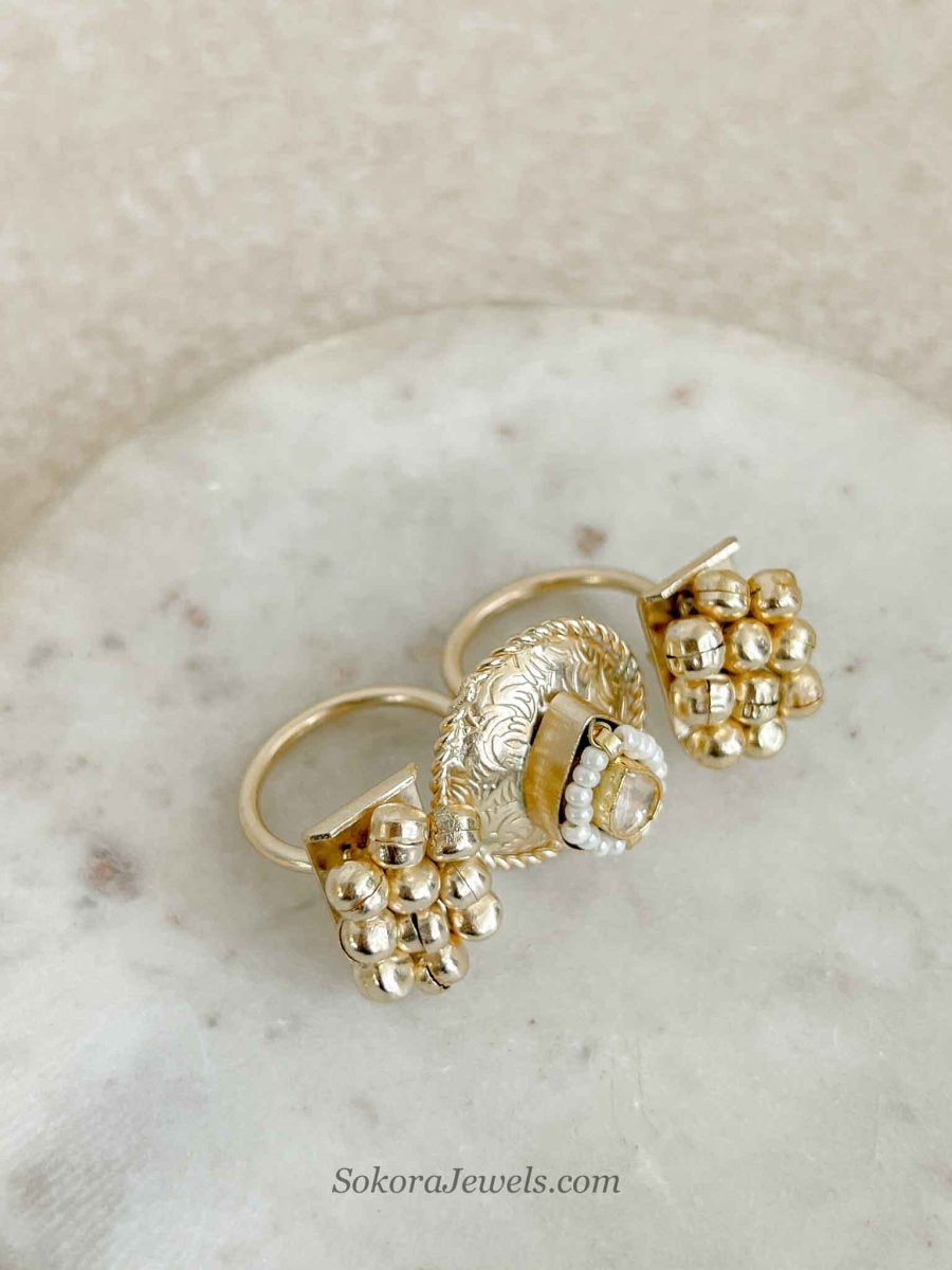 Gold Ball & Kundan Ring - SOKORA JEWELSGold Ball & Kundan RingRING