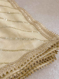 Gold Diagonal Sequin Occasion Dupatta - SOKORA JEWELSGold Diagonal Sequin Occasion Dupatta