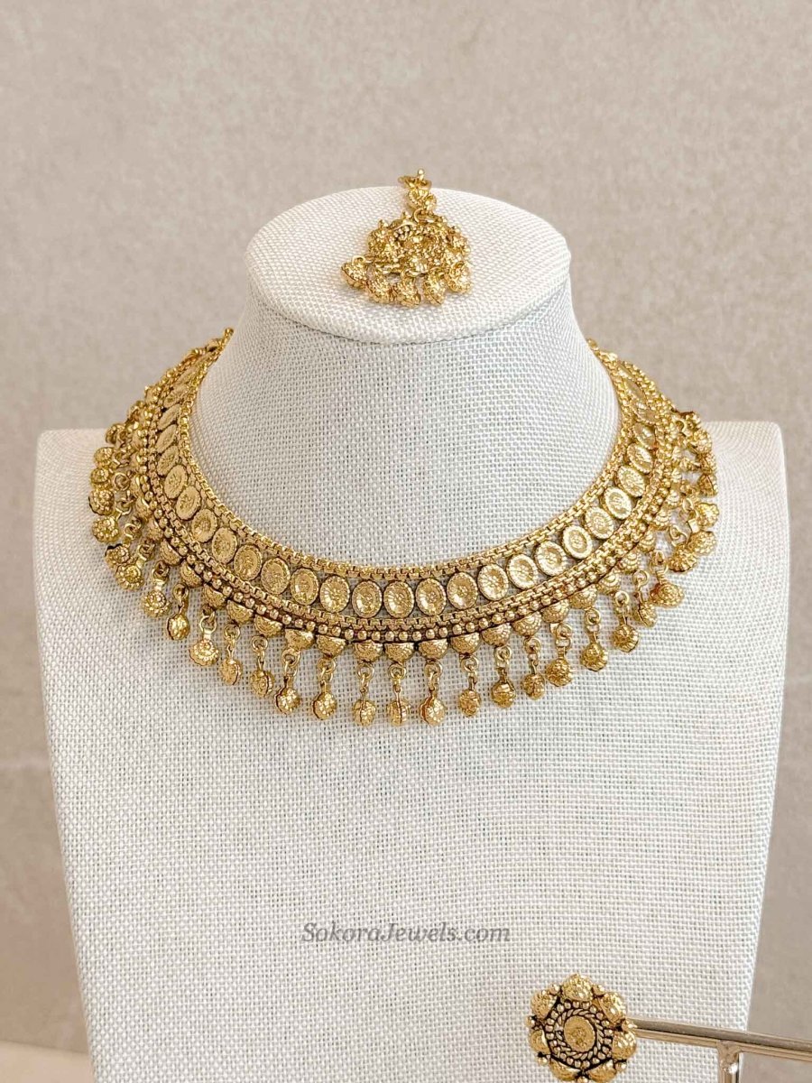 Gold Ghungroo Bead Hasli Set - SOKORA JEWELSGold Ghungroo Bead Hasli SetNECKLACE SETS