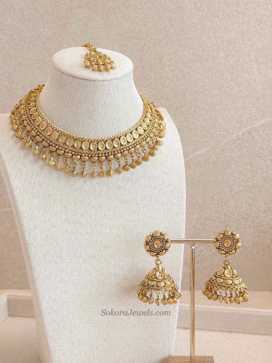 Gold Ghungroo Bead Hasli Set - SOKORA JEWELSGold Ghungroo Bead Hasli SetNECKLACE SETS