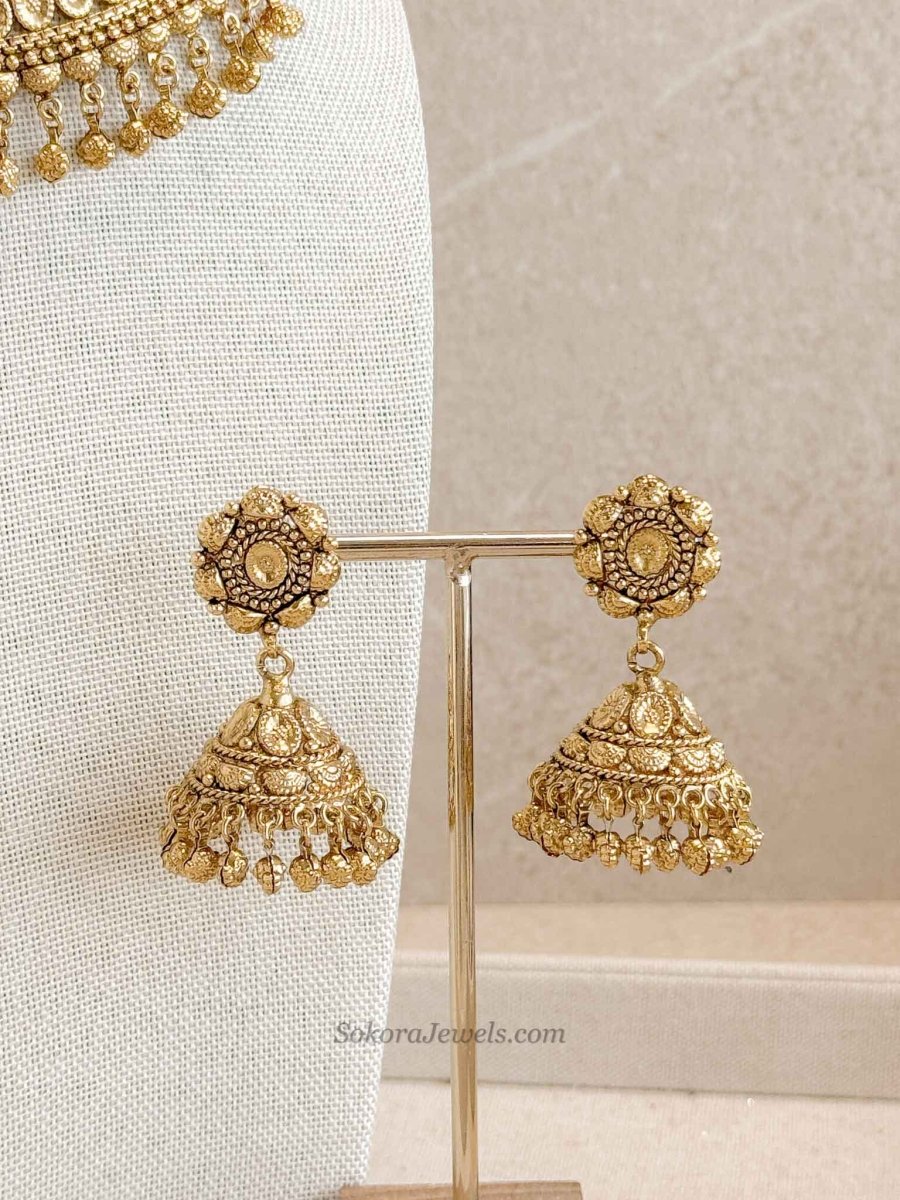 Gold Ghungroo Bead Hasli Set - SOKORA JEWELSGold Ghungroo Bead Hasli SetNECKLACE SETS