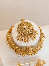 Gold Ghungroo Choker Set – Elegant Occasion Wear - SOKORA JEWELSGold Ghungroo Choker Set – Elegant Occasion WearNECKLACE SETS