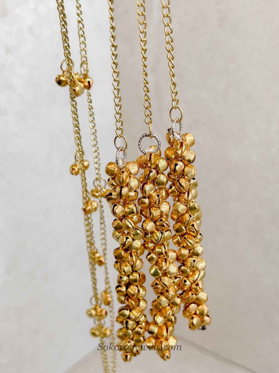 Gold Ghungroo Paranda Hair Accessory - SOKORA JEWELSGold Ghungroo Paranda Hair Accessory