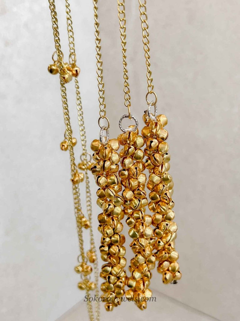Gold Ghungroo Paranda Hair Accessory - SOKORA JEWELSGold Ghungroo Paranda Hair Accessory