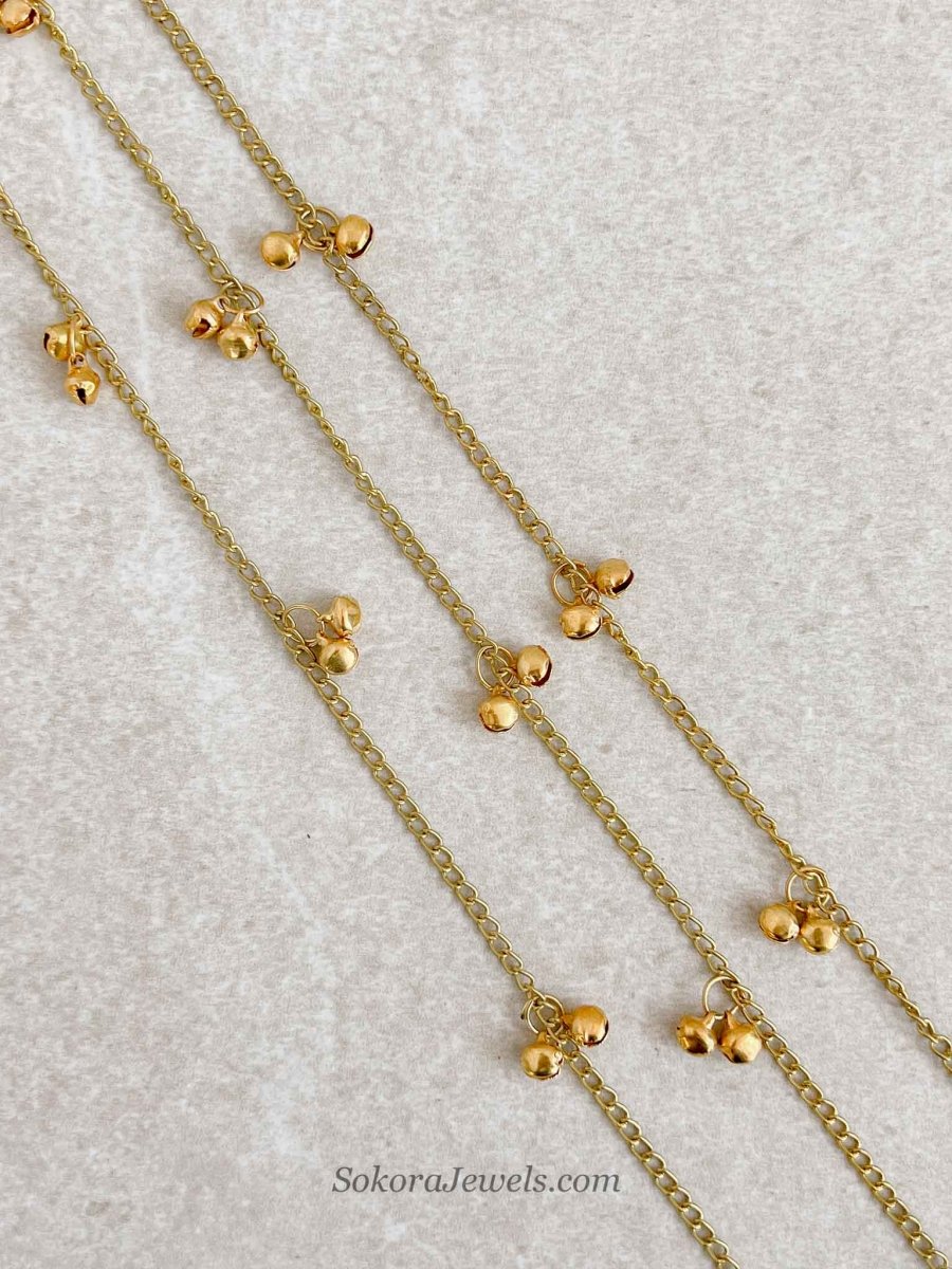 Gold Ghungroo Paranda Hair Accessory - SOKORA JEWELSGold Ghungroo Paranda Hair Accessory