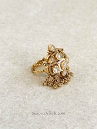 Gold Kundan Kashmiri Ring - SOKORA JEWELSGold Kundan Kashmiri RingRING